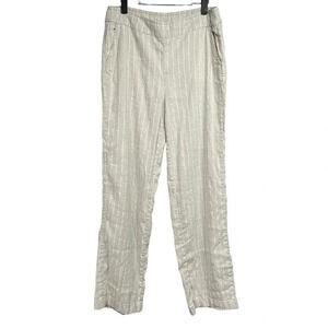 Chico's Womens Pull On Pants Striped Linen Blend Chico’s Size 1.5T / US 10T Tall